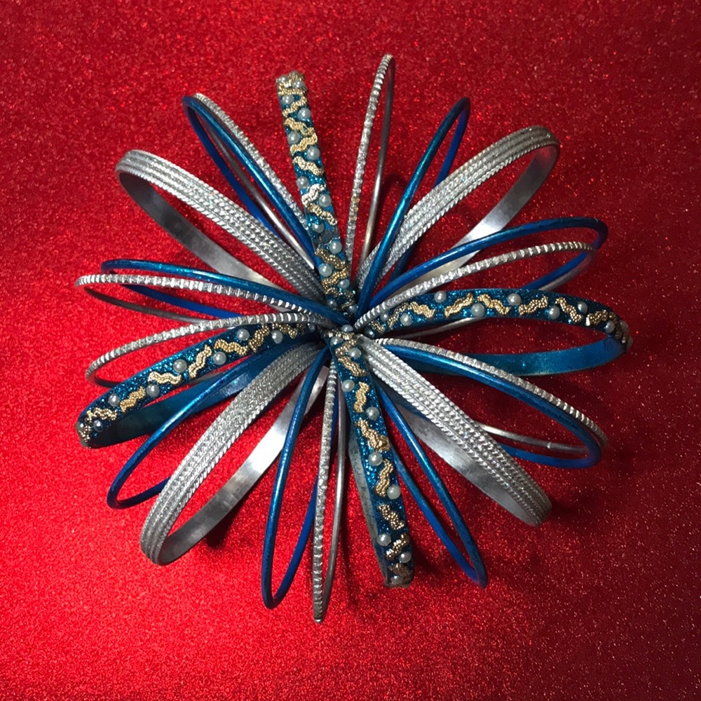 Set of Blue and Silver Indian Bracelets